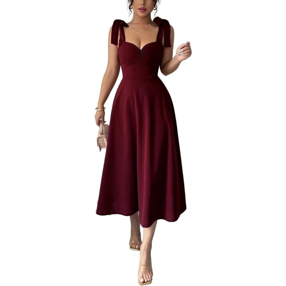 Amina Glam Womens  Midi Dress, Red
